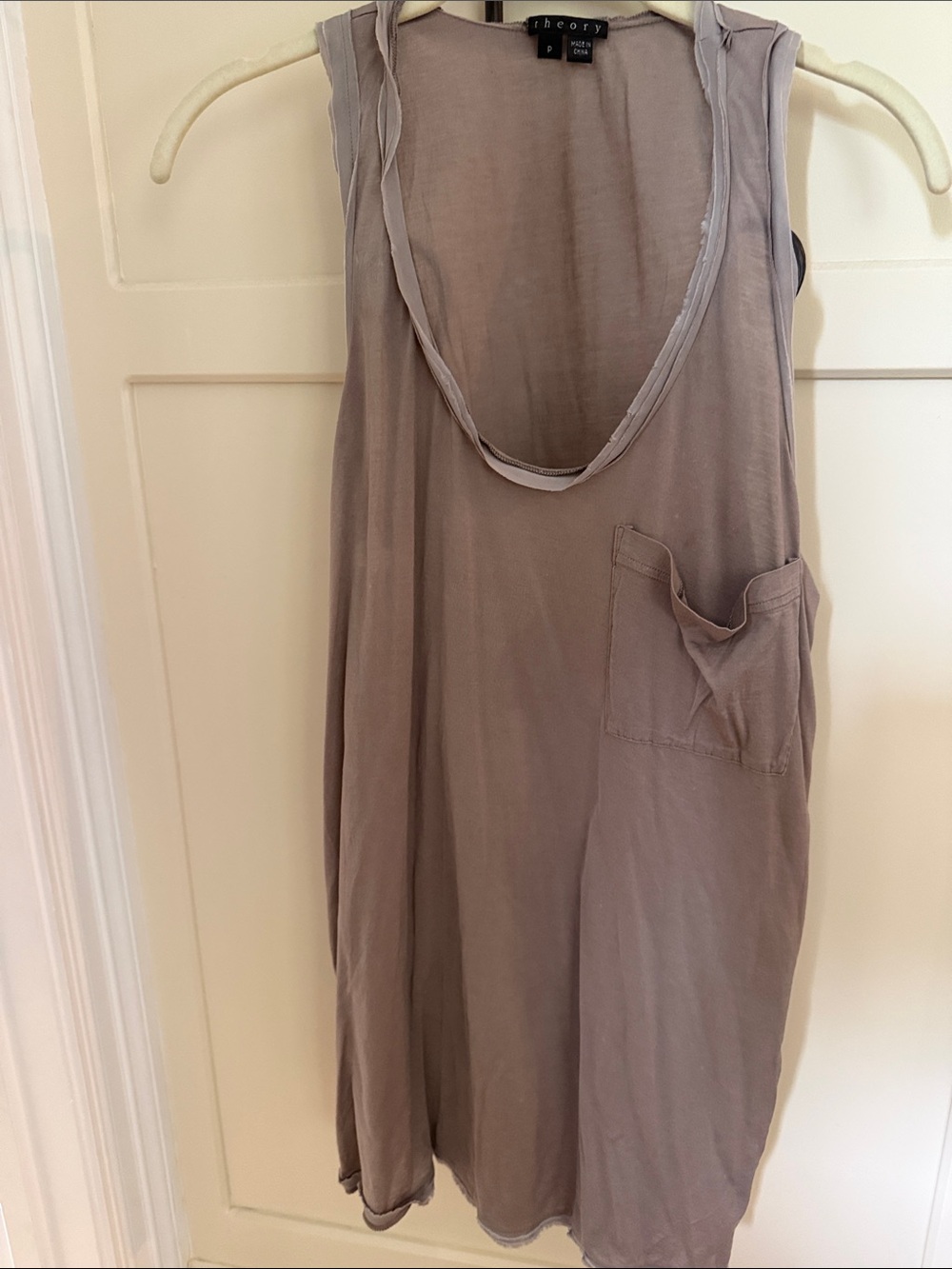 Theory Taupe Pocket Sleeveless Tank Top